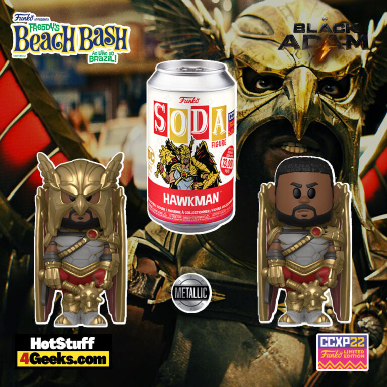 Funko Soda! Black Adam - Hawkman with Metallic CHASE Funko Vinyl Soda Figure – 2022 Comic Con Experience CCXP, 2022 Winter Convention, and Entertainment Earth Exclusive