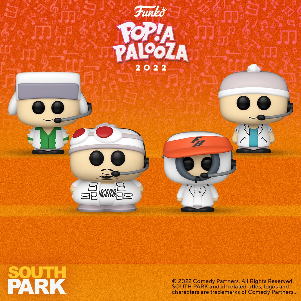 Funko Pop! Albums: South Park - Fingerband #1 Smash Hit and Boyband Cartman, Boyband Kenny, Boyband Kyle, and Boyband Stan Funko Pop! Vinyl Figures 