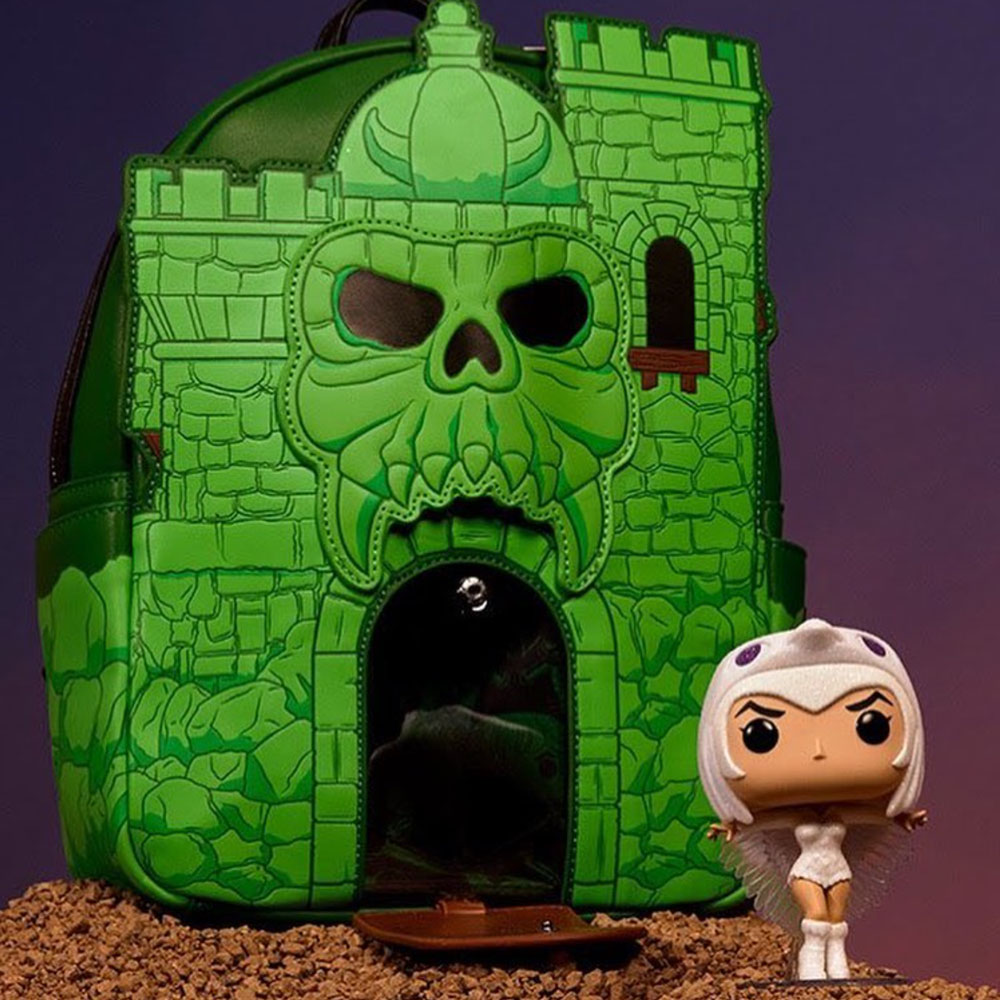 Masters of the Universe: Temple of Darkness Sorceress Diamond Glitter Funko Pop! and He-Man Castle Grayskull Loungefly Mini Backpack Bundle - Funko and Loungefly Exclusive
