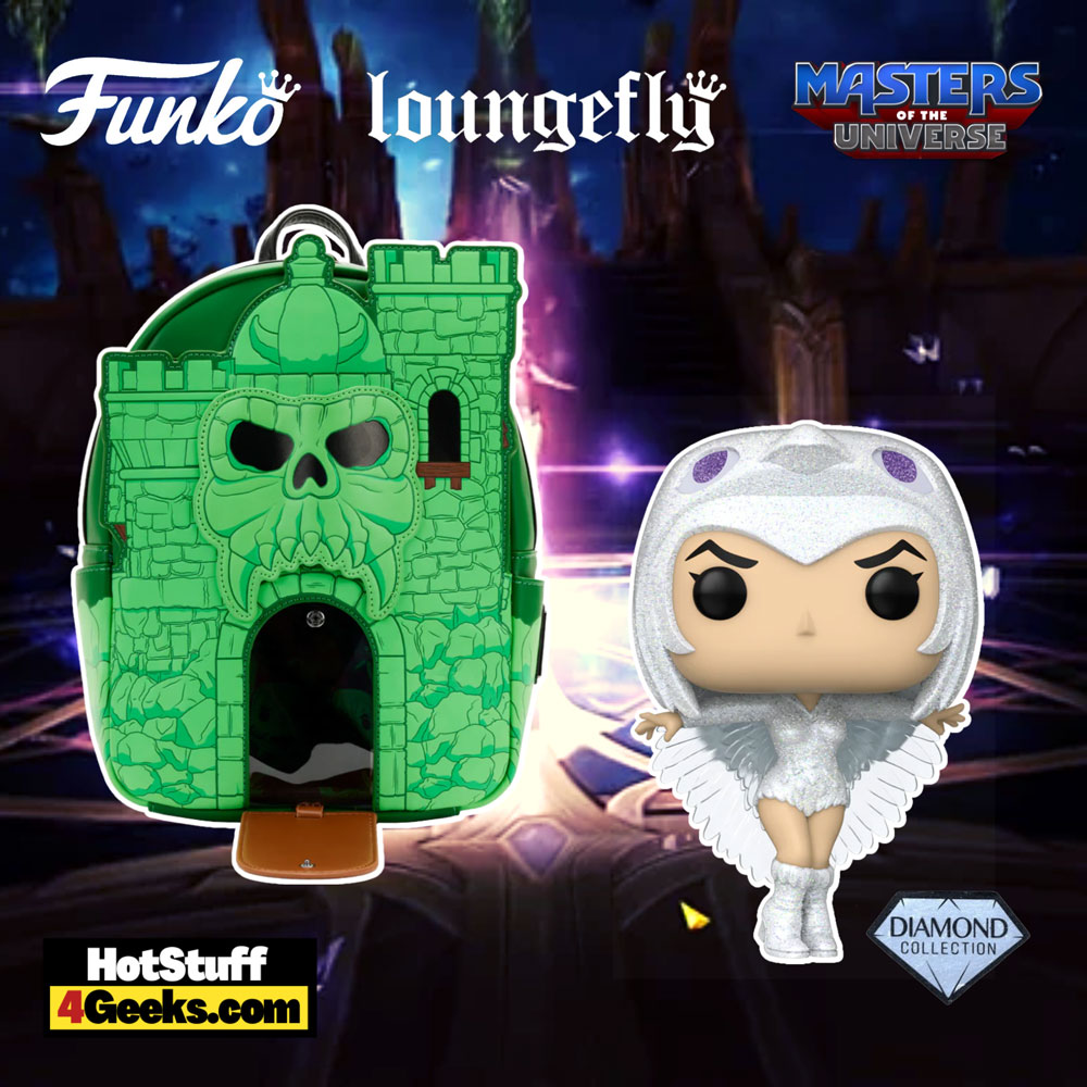 Masters of the Universe: Temple of Darkness Sorceress Diamond Glitter Funko Pop! and He-Man Castle Grayskull Loungefly Mini Backpack Bundle - Funko and Loungefly Exclusive