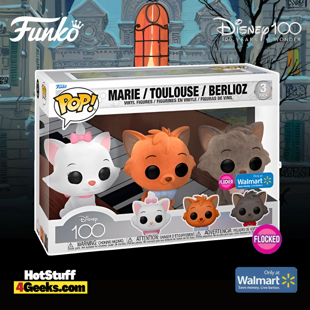 Funko Pop! Disney 100th Anniversary: Aristocats Flocked 3-Pack (Marie, Toulouse, and Berlioz) Funko Pop! Vinyl Figures - Walmart Exclusive (Funko Fair 2023)