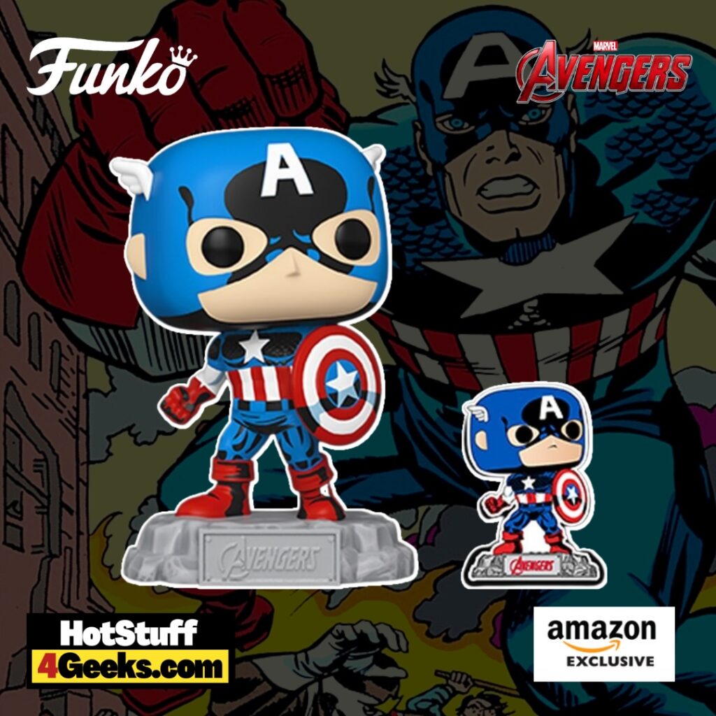 2023 Avengers 60th Comic Captain America Funko Pop And Pin