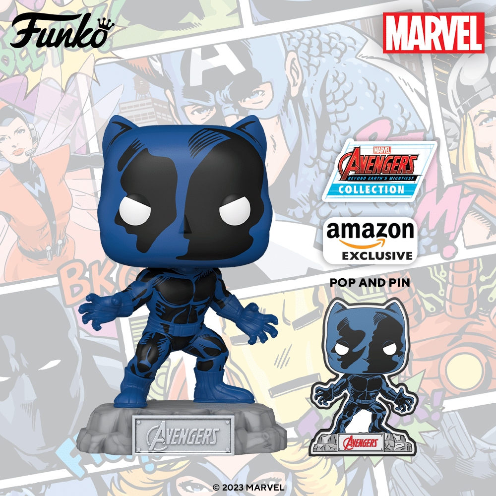 Funko Pop! & Pin: The Avengers: Earth's Mightiest Heroes – 60th Anniversary – Comic Black Panther Funko POP! Vinyl Figure with Pin Set – Amazon Exclusive