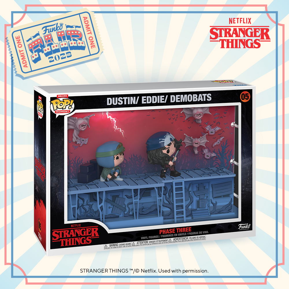 Funko Pop! Moment: Stranger Things Season 4: Phase Three (Dustin, Eddie, and Demobats) Funko Pop! Deluxe Vinyl Figure