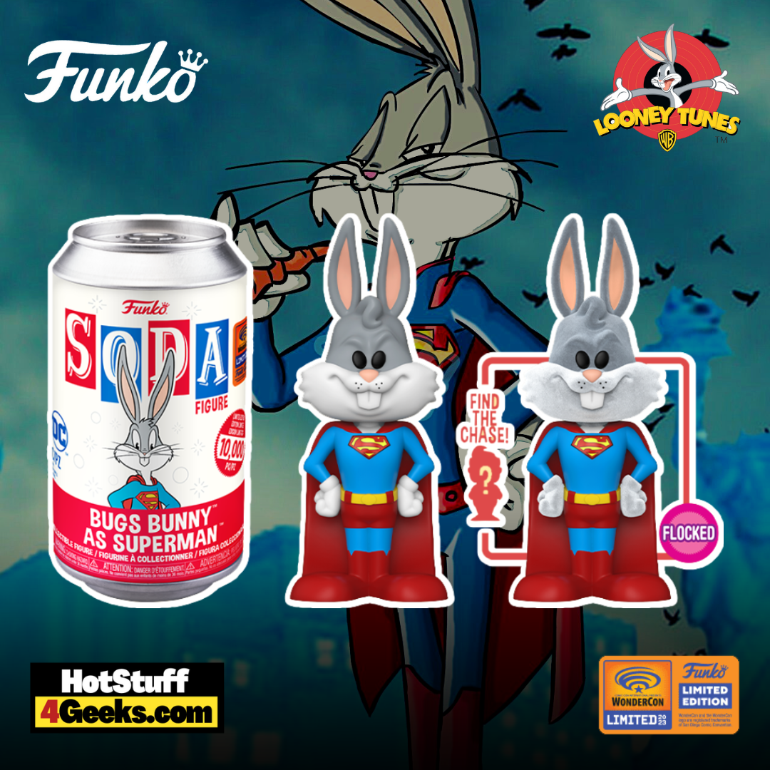 thumbnail image 2 of Funko Soda POP! Bugs Bunny As Superman - 2023 Wonderous Convention Exclusive Vinyl Figure 2 of 12