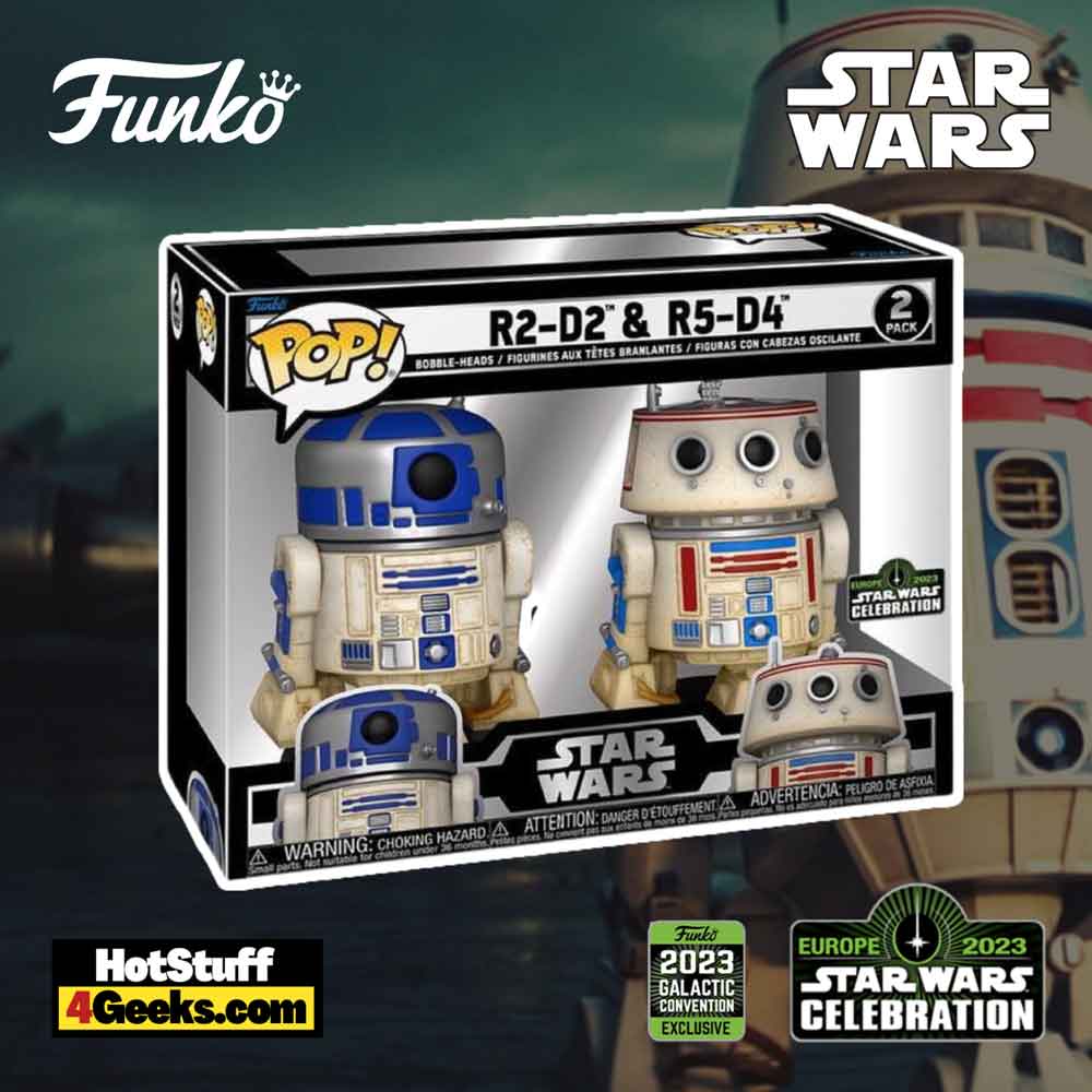 Funko POP! Star Wars Celebration 2023 R2-D2 and R5-D4 Vinyl Bobblehead Set  2-Pack 2023 Galactic Convention Exclusive