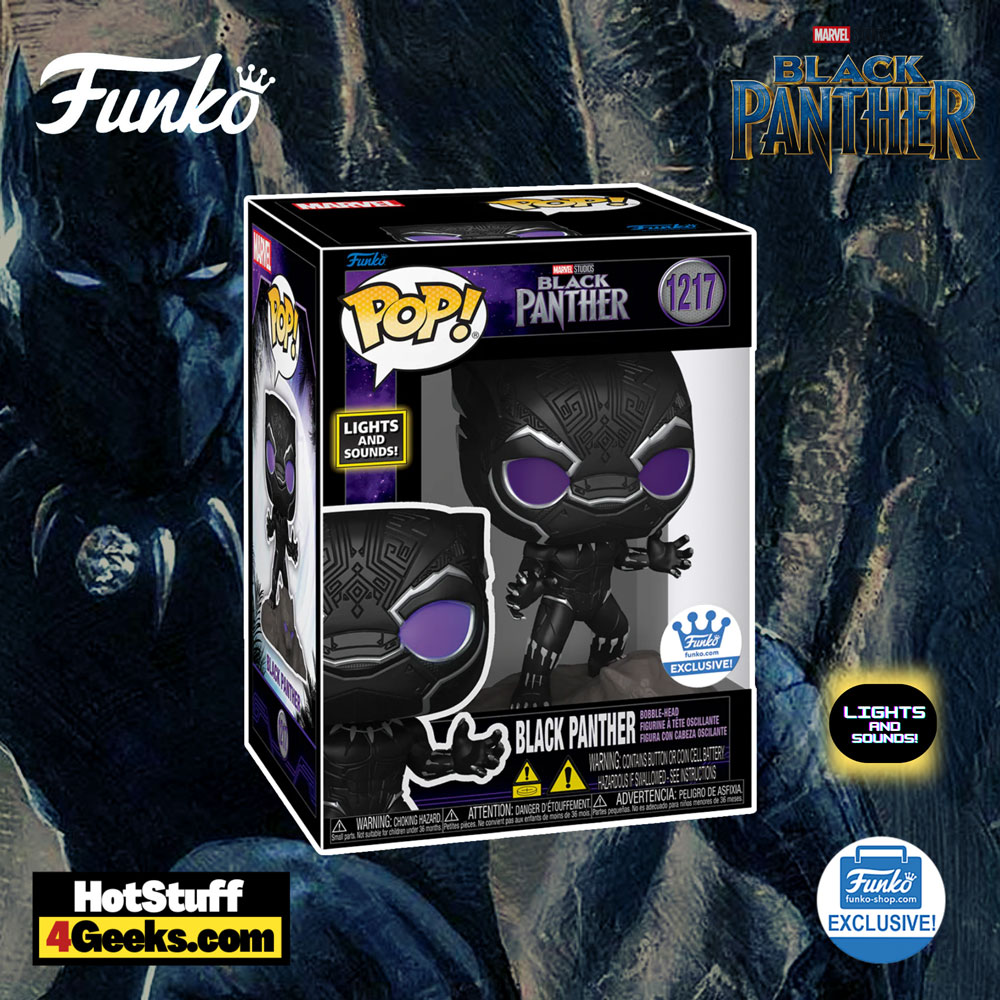 Funko Pop! Marvel Studios: Black Panther - Black Panther Lights and Sound Funko Pop! Vinyl Figure - Funko Shop Exclusive