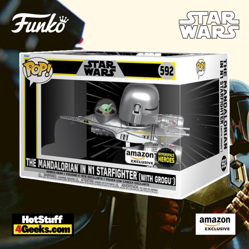 Funko Pop! Ride: Mandalorian: Mando in N-1 Starfighter (with Grogu) Funko Pop! Ride Vinyl Figure - Amazon Exclusive