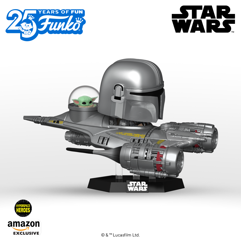 Funko Pop! Ride: Mandalorian: Mando in N-1 Starfighter (with Grogu) Funko Pop! Ride Vinyl Figure - Amazon Exclusive