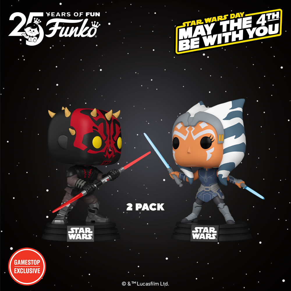 The GameStop Exclusive Ahsoka Tano Vs. Darth Maul 2-Pack Funko Pop!