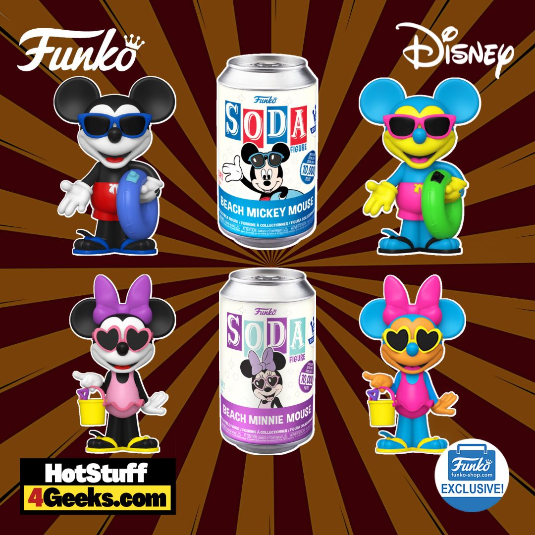 Funko Pop! Sodas: Beach Mickey and Minnie Mouse Funko Soda Vinyl Figures - Funko Shop Exclusives