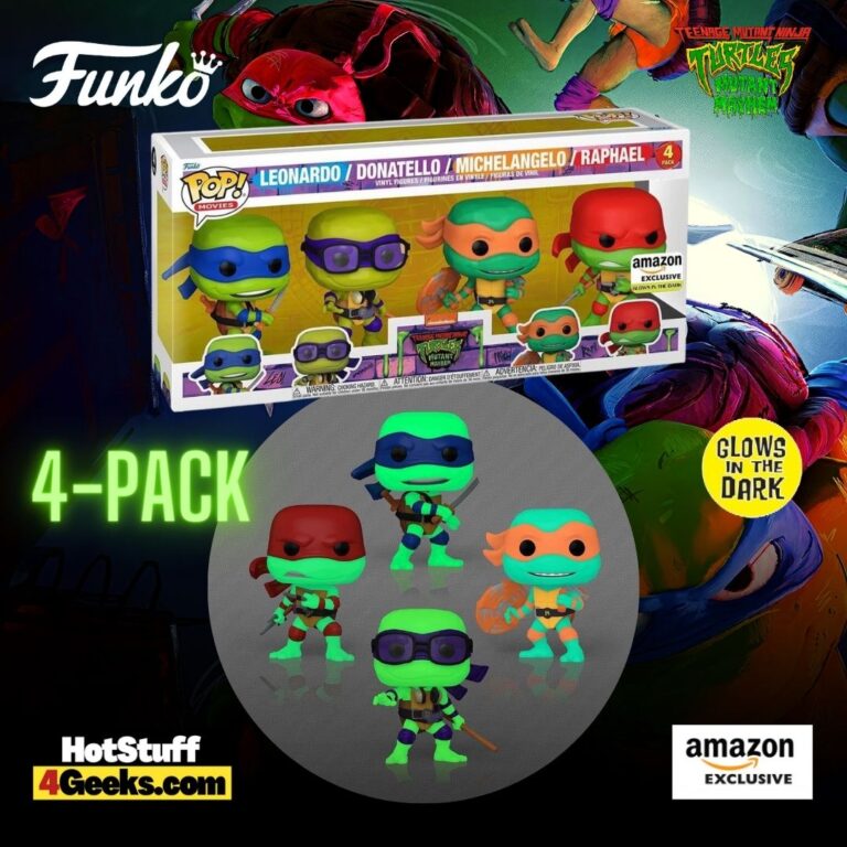 2023 NEW TMNT: Mutant Mayhem: Glow 4-Pack Funko Pops! Exclusive