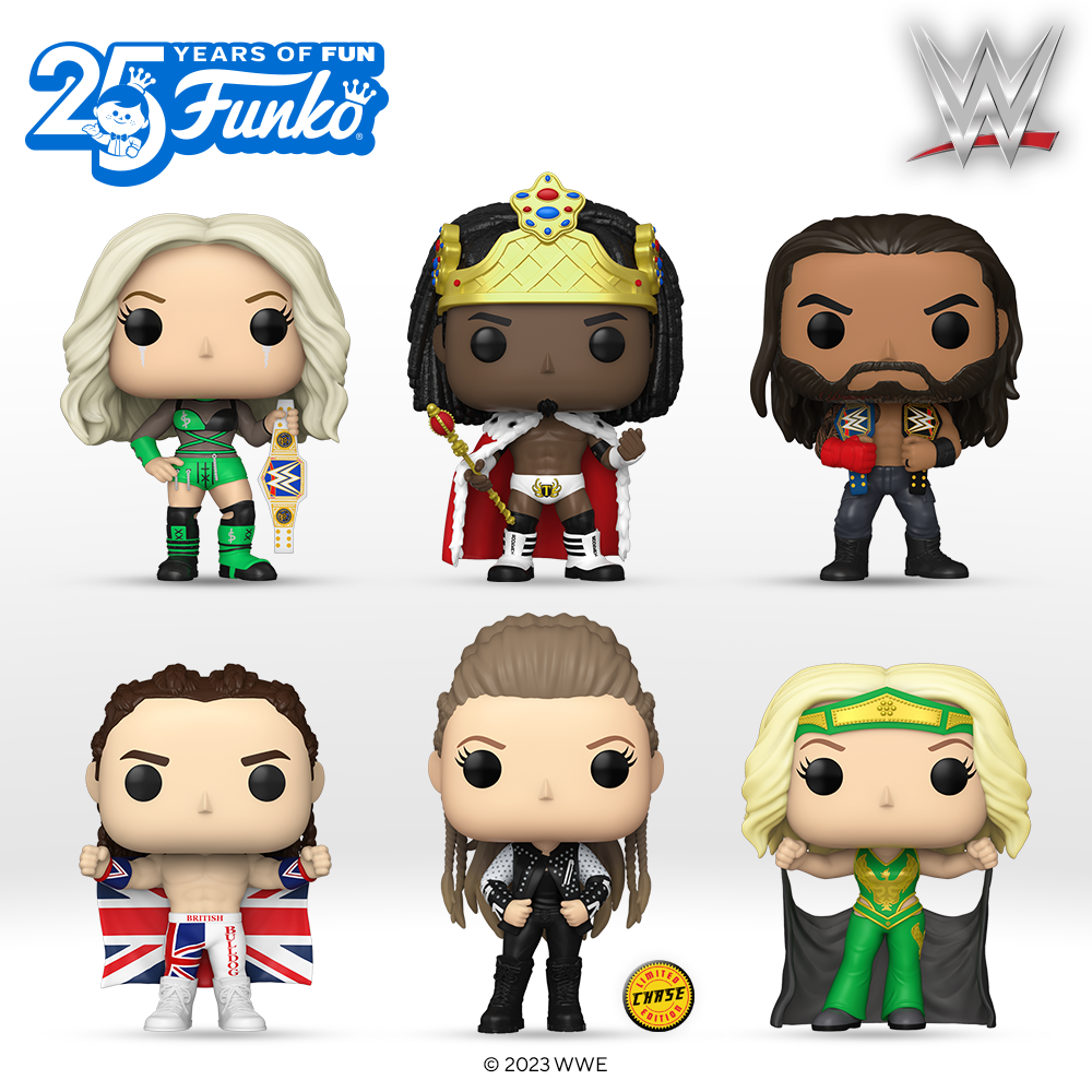 Funko Pop! WWE: Roman Reigns, Liv Morgan, King Booker, British Bulldog, and Beth Phoenix Funko Pop! Vinyl Figures (2023)