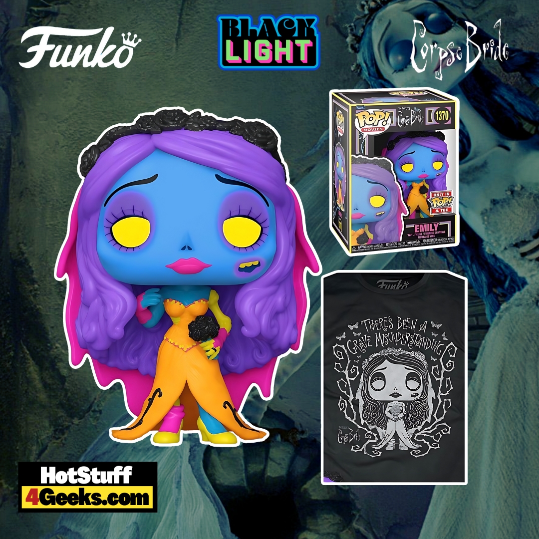 Funko Pop! Tee: Corpse Bride - Emily (Black Light) Funko Pop! and Tee Bundle