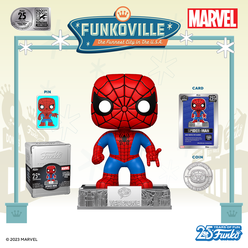 Funko POP! Funko 25th Anniversary -  Classic Spider-Man Funko Pop! Special Edition Vinyl Figure – SDCC 2023 Exclusive