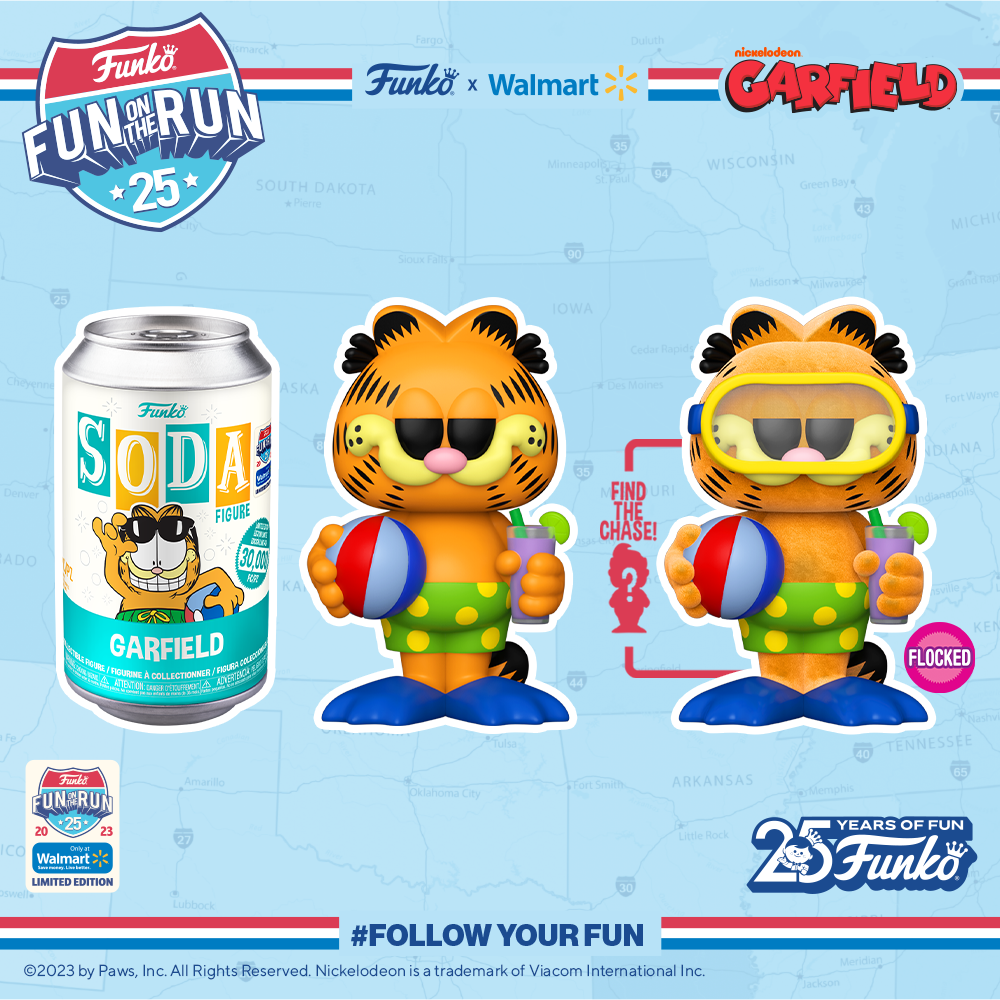 Funko Pop! Soda: Garfield (Beach) Funko Soda Vinyl Figure with Flocked Garfield with Goggles Chase  - Walmart X Fun on the Run Exclusive