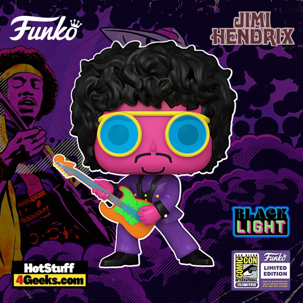 Funko POP! Rocks: Jimi Hendrix Black Light (1967 Purple Suit) Funko Pop! Vinyl Figure – SDCC 2023 Exclusive