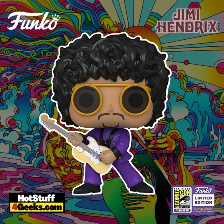 The new Funko POP! Rocks: Jimi Hendrix (1967 Purple Suit) Funko Pop! Vinyl Figure – SDCC 2023 Exclusive