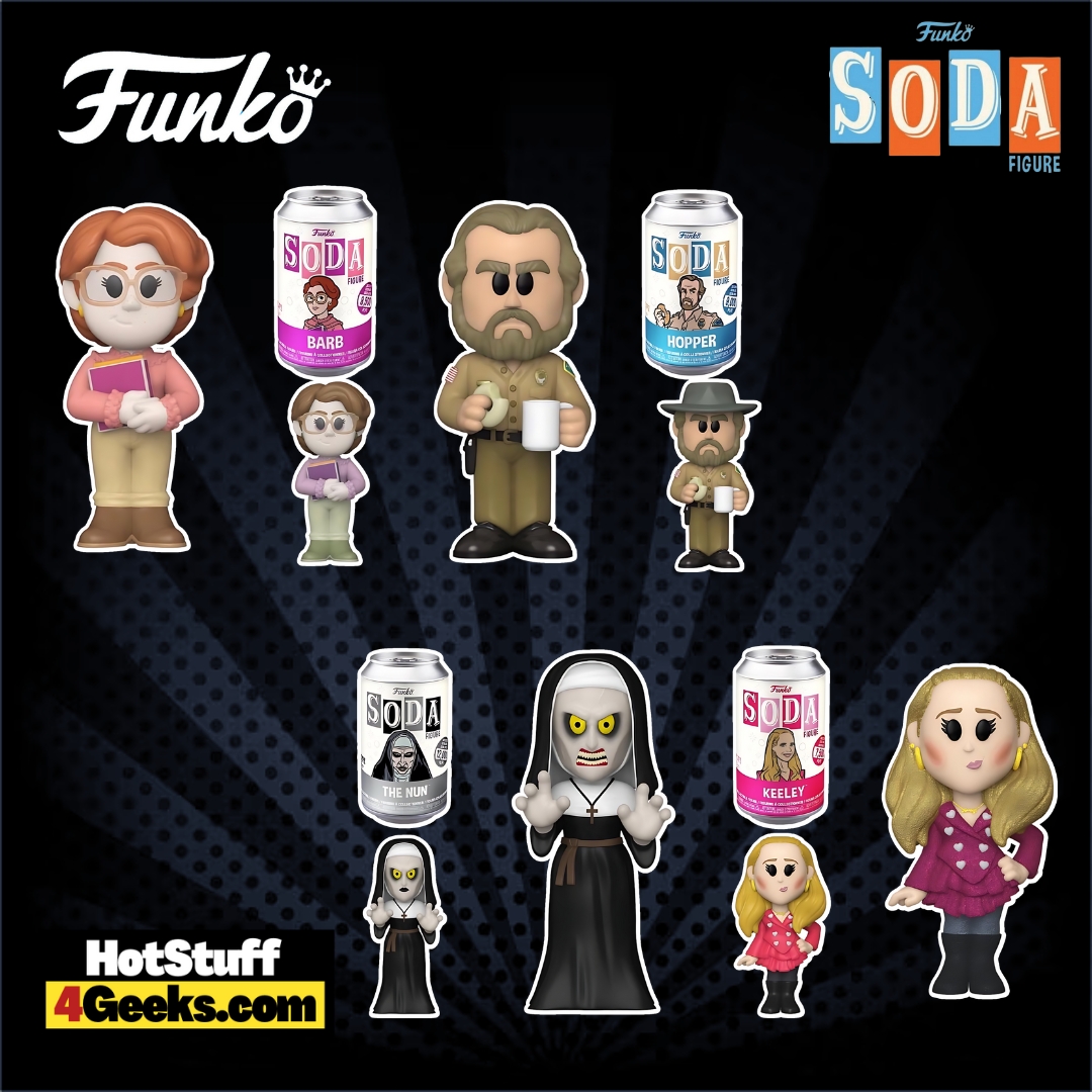 Funko Pop! Sodas: Hooper and Barb (Stranger Things), The Nun and Kelley (Ted Lasso) Soda Vinyl Figures