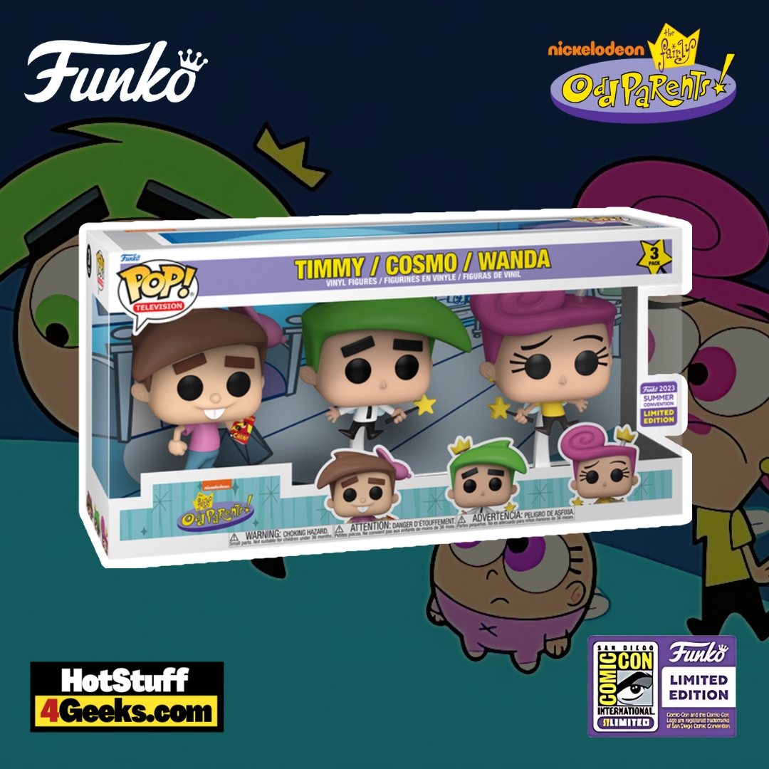 Funko POP! Animation: The Fairly Odd Parents – Cosmo, Wanda, and Timmy Turner Funko 3-Pack Pop! Vinyl Figures – SDCC 2023 Exclusive