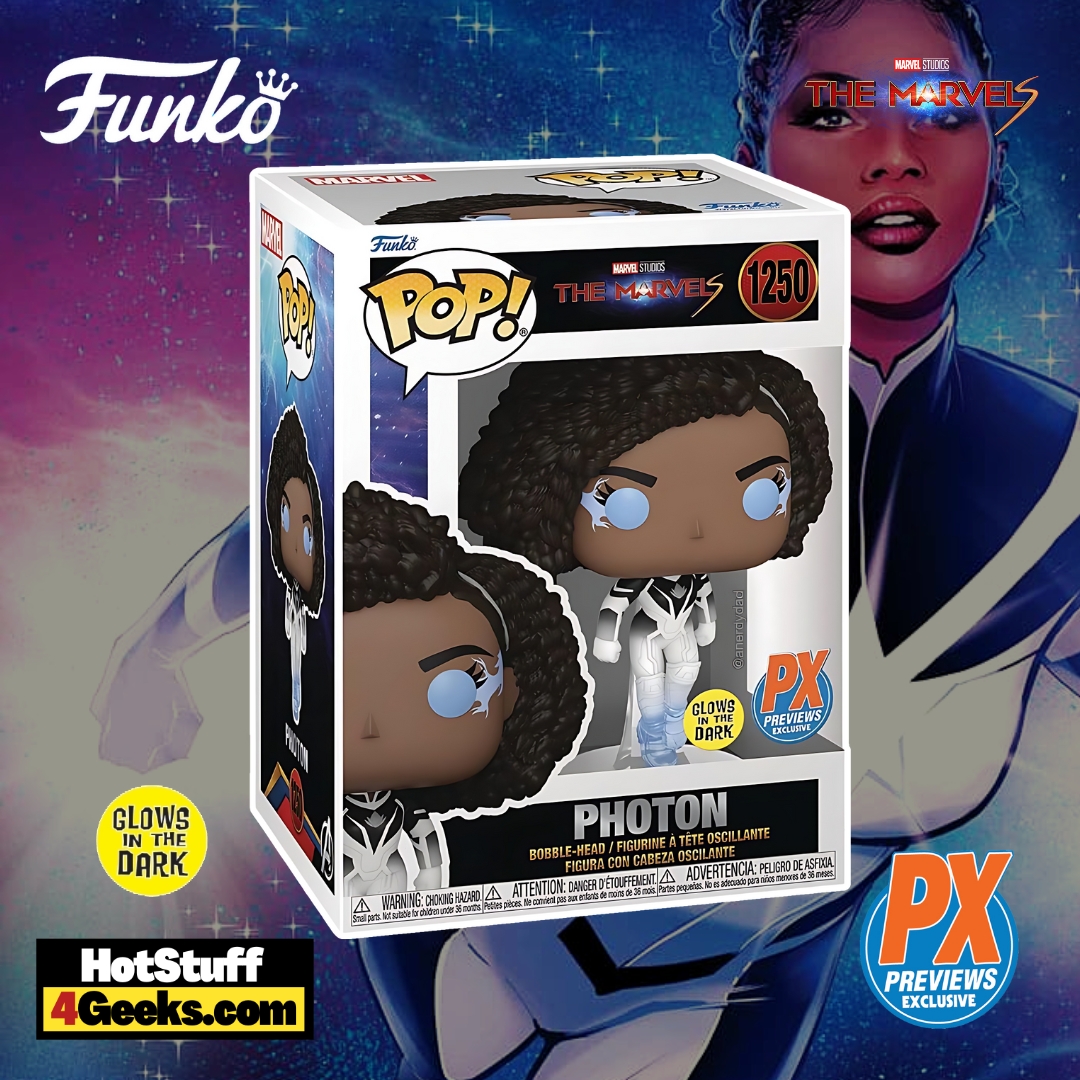 Funko Pop! Marvel Studios: The Marvels: Photon Glow-In-The-Dark (GITD) Funko Pop! Vinyl Figure -  PX Exclusive