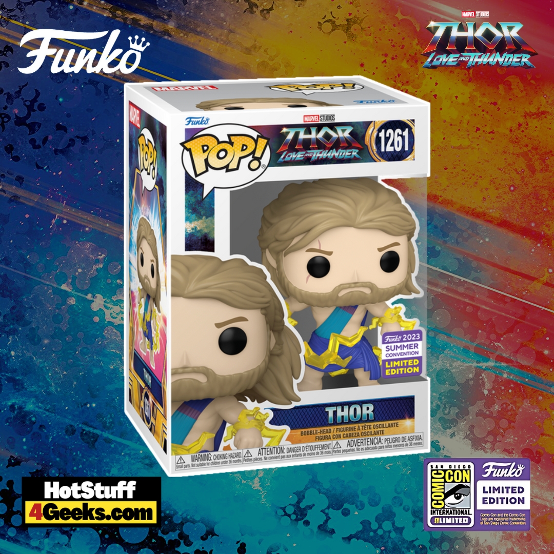 Funko POP! Marvel Studios' Thor: Love and Thunder - Thor in Toga (with Lightning Bolts) Funko Pop! Vinyl Figure – SDCC 2023 Exclusive