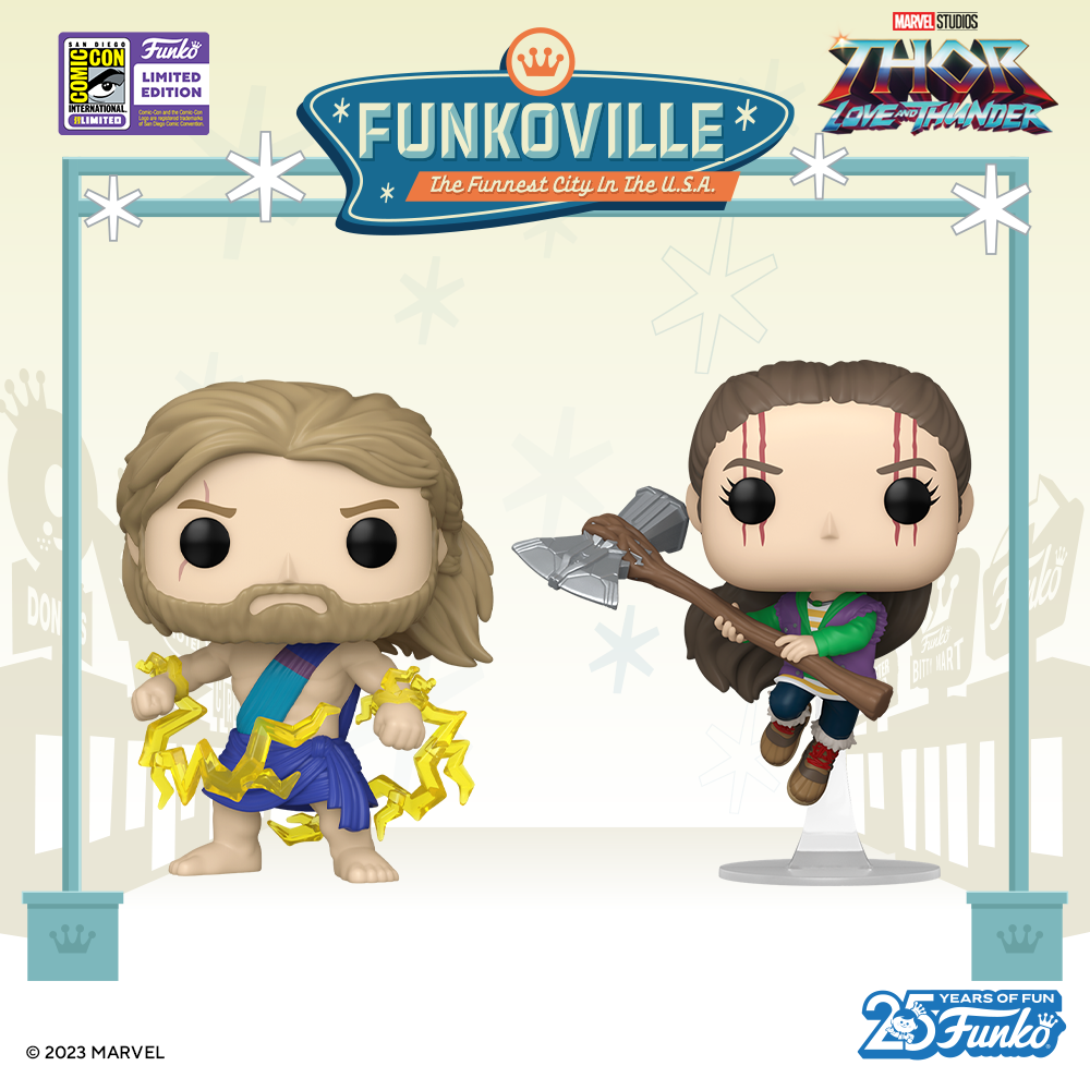 Funko POP! Marvel Studios' Thor: Love and Thunder - Thor in Toga (with Lightning Bolts) Funko Pop! Vinyl Figure – SDCC 2023 Exclusive