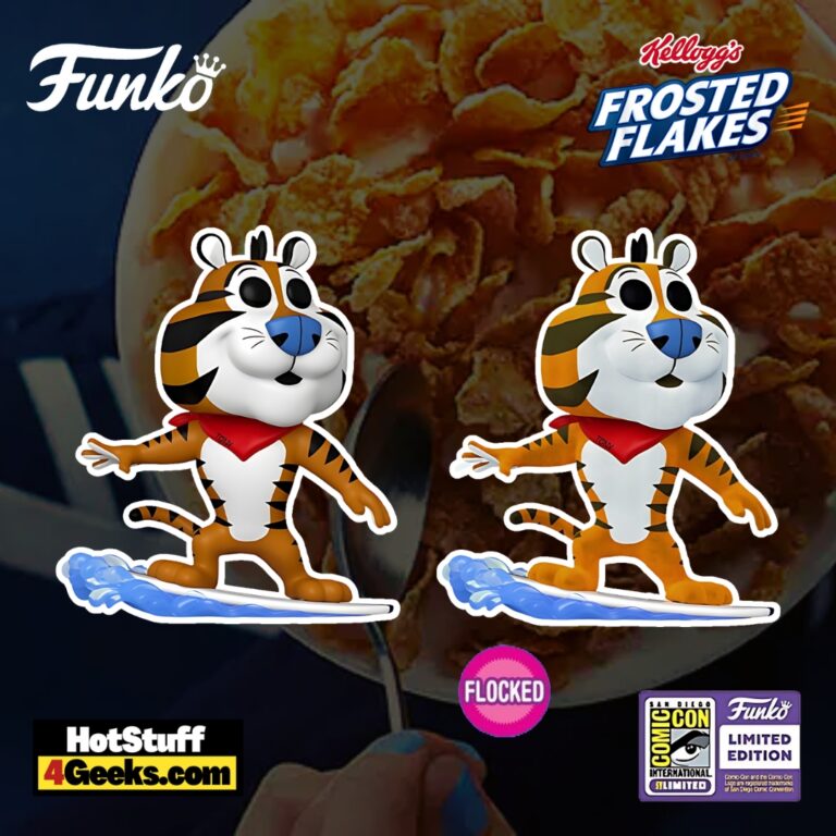 Funko POP! Ad Icons: Kellogg’s Frosted Flakes - Tony The Tiger Surfing (Common and Flocked Version) Funko Pop! Vinyl Figure – SDCC 2023 Exclusive