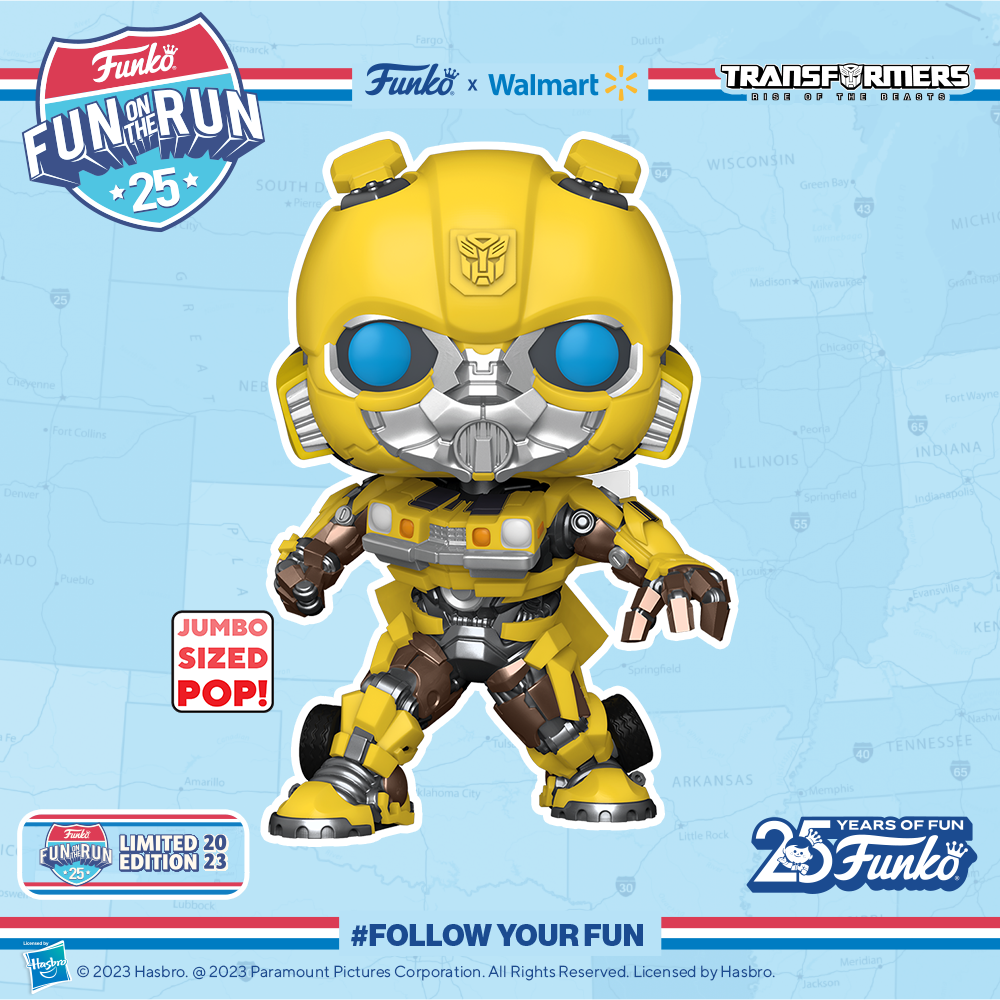 Funko Pop! Transformers: The Rise of The Beasts: Bumblebee Jumbo 10-Inch Funko Pop! Vinyl Figure - Walmart X Fun on the Run Exclusive