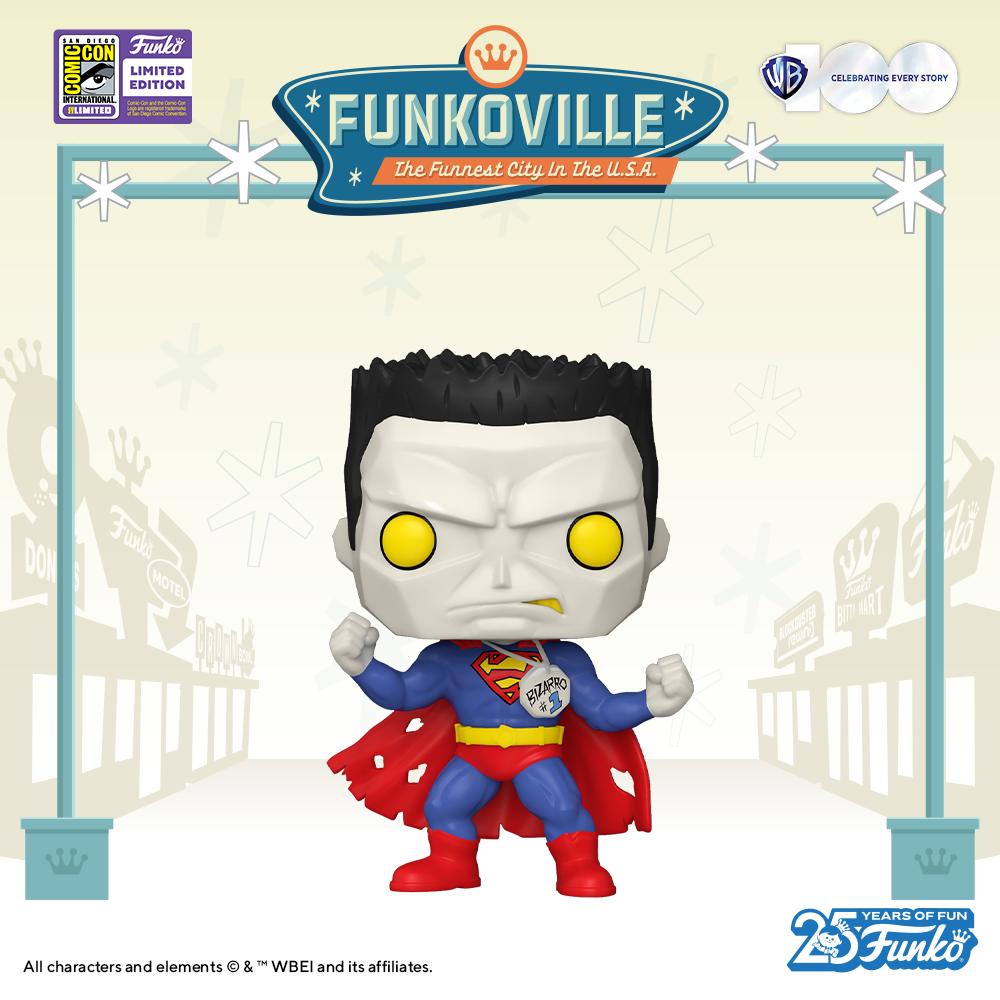 The new Funko POP! WB 100th Anniversary: Bizarro Superman Funko Pop! Vinyl Figure – SDCC 2023 Exclusive