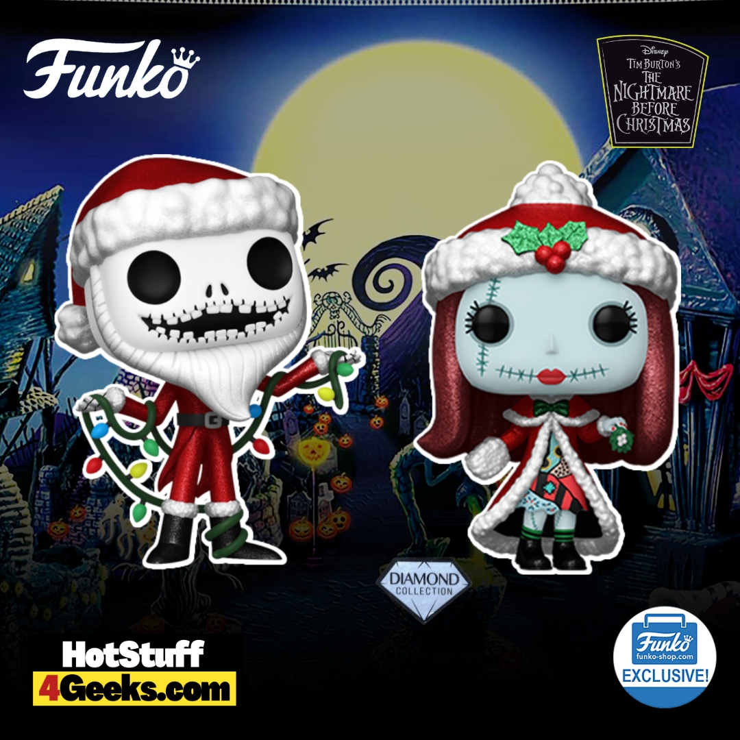 Funko Pop! The Nightmare Before Christmas 30th Anniversary: Santa Jack and Christmas Sally 2-Pack Diamond Glitter Funko Pop! Vinyl Figures (2023 release) - Funko Shop Exclusive