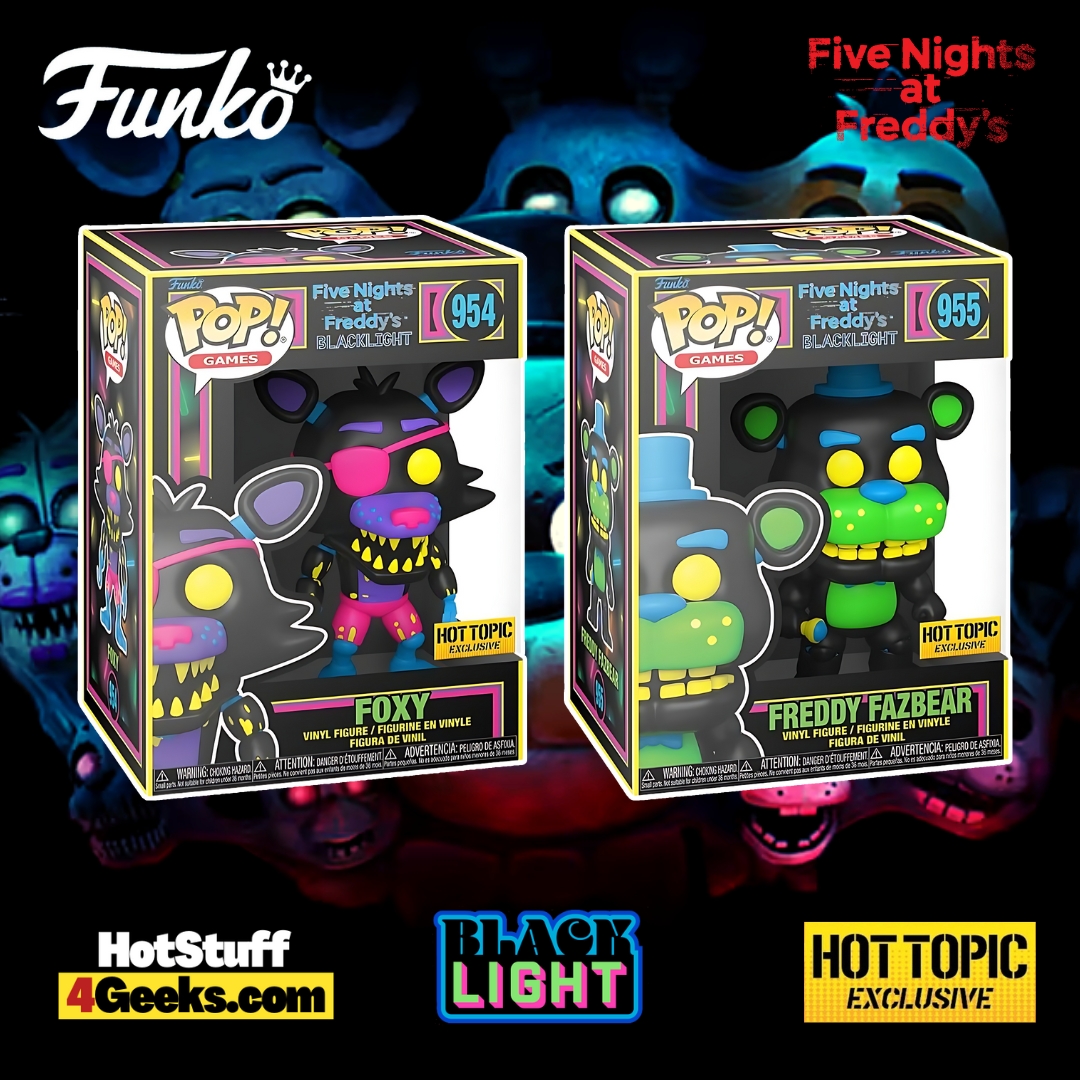 Funko Pop! Games: FNaF - Foxy and Freddy Fazbear Blacklight Funko Pop! Vinyl Figures - Hot Topic Exclusives (2023 release)