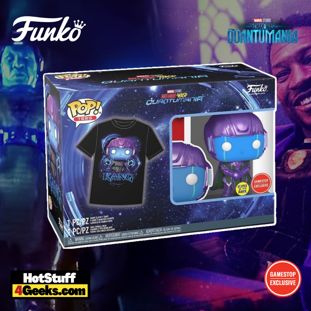 Funko Pop! Ant-Man and the Wasp: Quantumania - Kang Glow-In-The-Dark (GITD) Funko Pop! and Tee Vinyl Figure - GameStop Exclusive (2023 release)