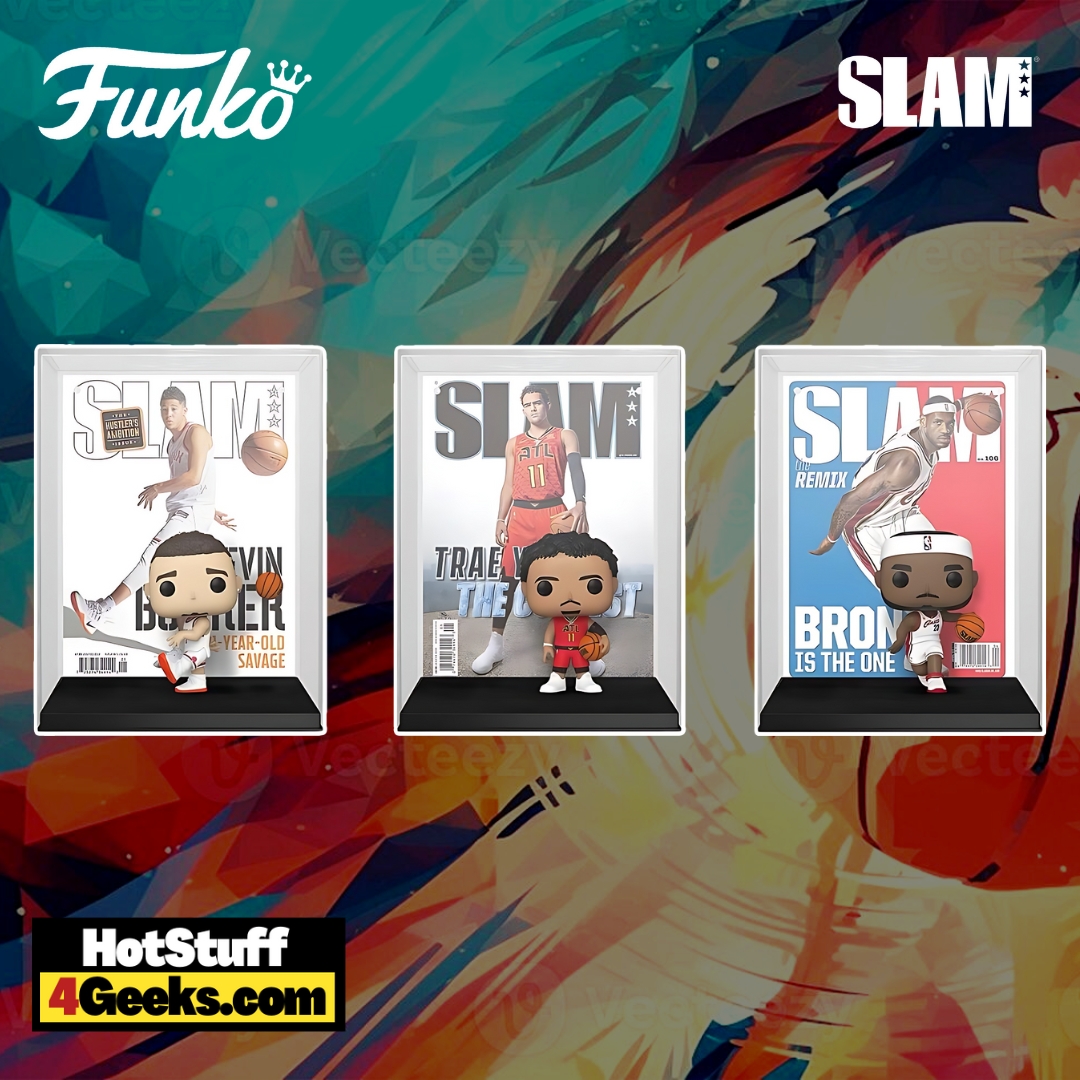 Funko Pop! NBA SLAM Cover Funko Pop! Vinyl Figures - Devin Booker, Trae Young, and LeBron James (2023 release)