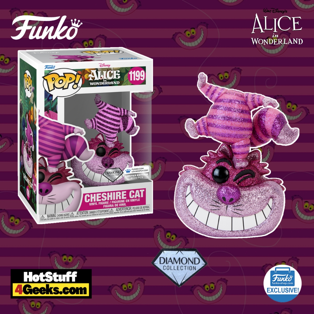 Funko Pop! Disney 100th Aniversary: Alice in Wonderland - Platinum Cheshire Cat (Diamond) Funko Pop! and Loungelfy Bag Bundle - Funko Shop Exclusive