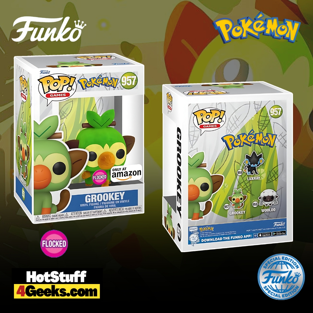 Pokémon - Grookey Flocked Funko Pop! Vinyl Figure - Amazon Exclusive (2024 release)