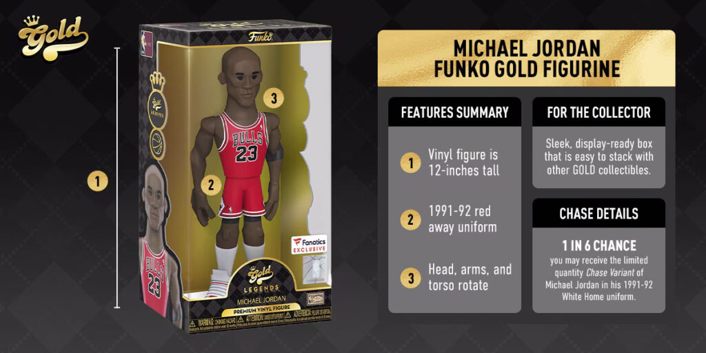 Michael Jordan Chicago Bulls Funko Fanatics Exclusive 12in. Pop! Premium Vinyl GOLD Figure