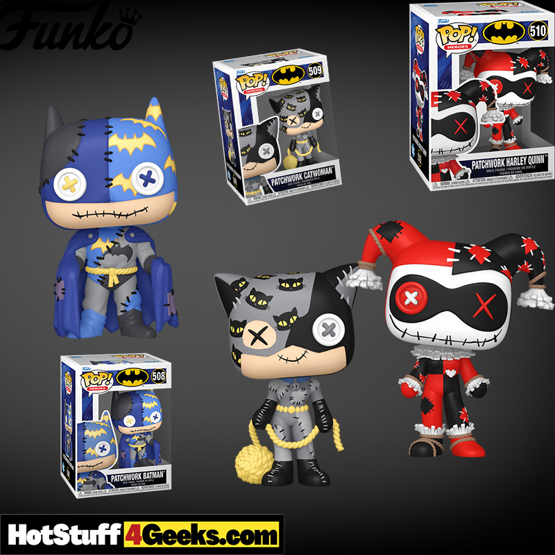 Introducing the Patchwork Funko Pops: Batman, Catwoman, and Harley Quinn