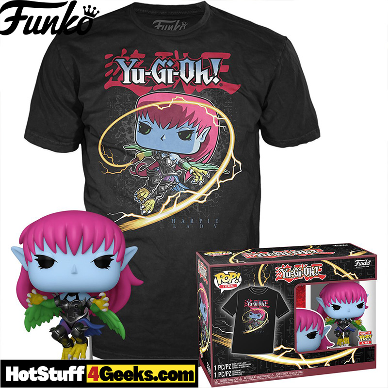 Embrace the Power of Yu-Gi-Oh with the Harpie Lady Funko Pop! Vinyl Figure and Adult Black T-Shirt 2-Pack